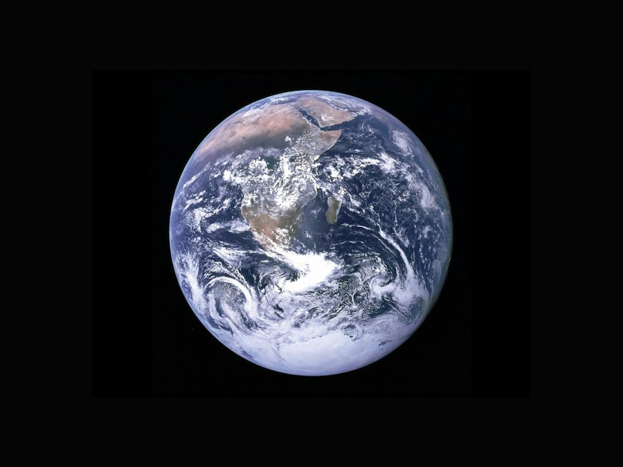 The blue curve of Earth photographed from space